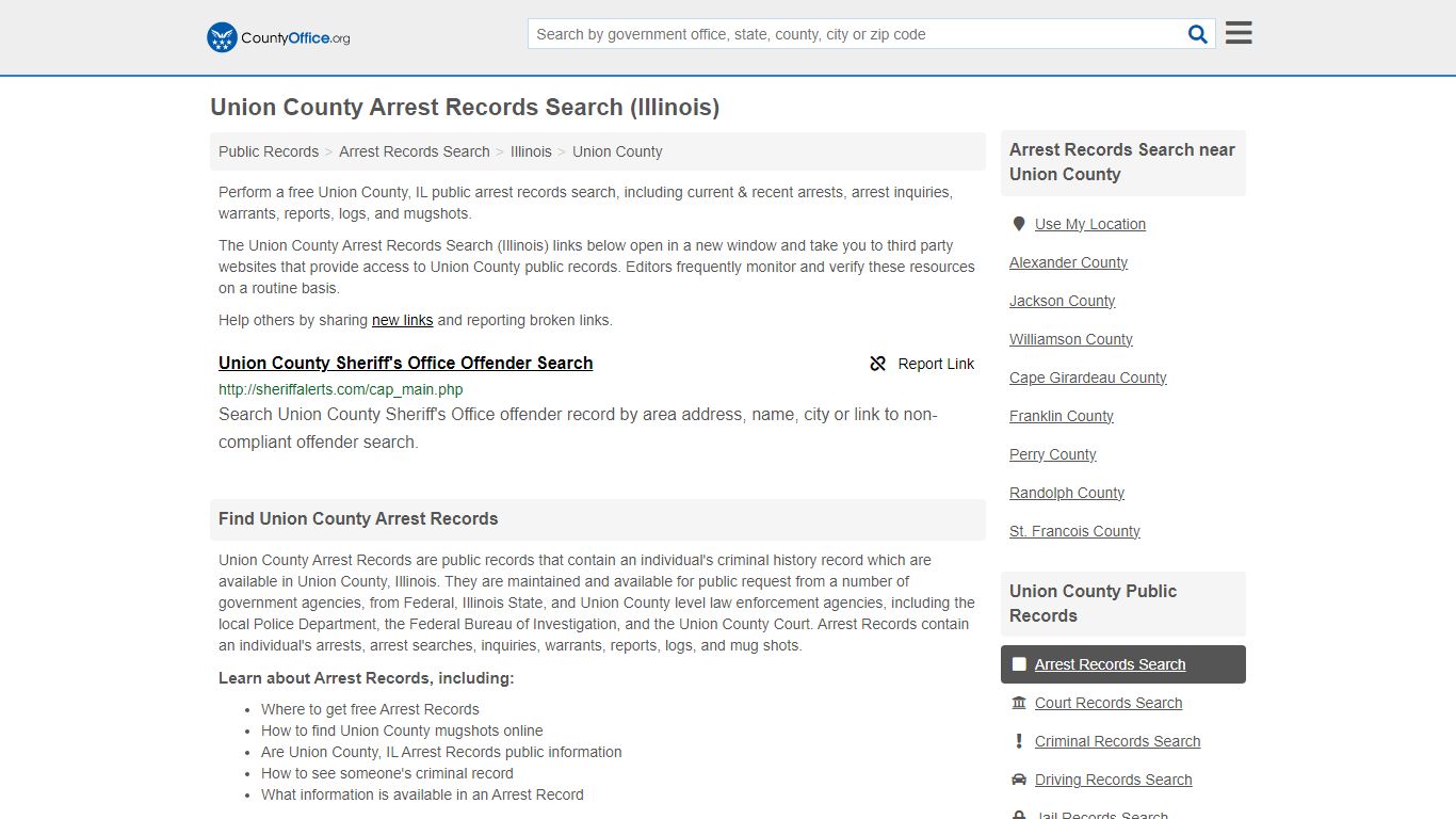 Arrest Records Search - Union County, IL (Arrests & Mugshots)