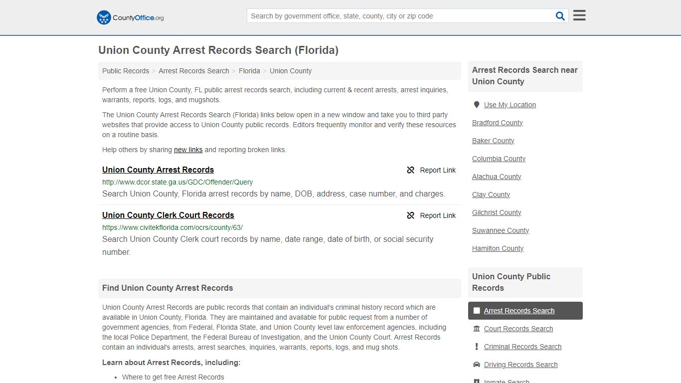 Arrest Records Search - Union County, FL (Arrests & Mugshots)
